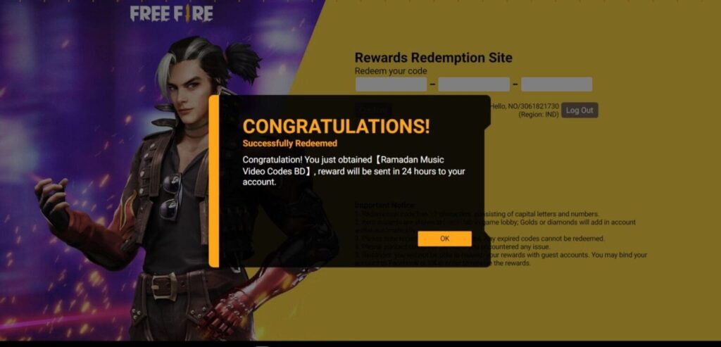 Free Fire Redeem Codes 